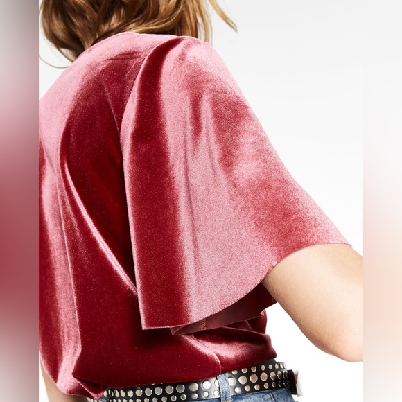 Zara Women’s Velvet Burgundy Bodysuit Blouse - Picture 2 of 6